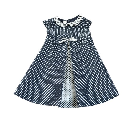 Jasper Conran Girls Navy White Polka Dot Occasion Dress Size 5-6 - Picture 1 of 8